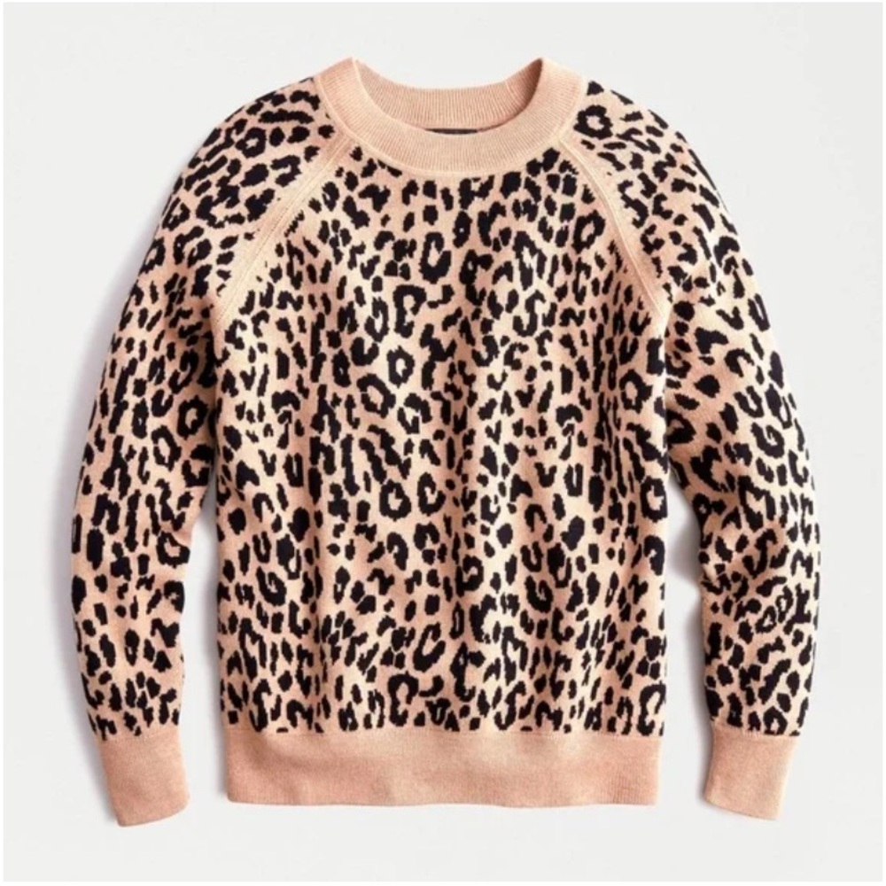 NWT JCrew leopard crew neck sweater